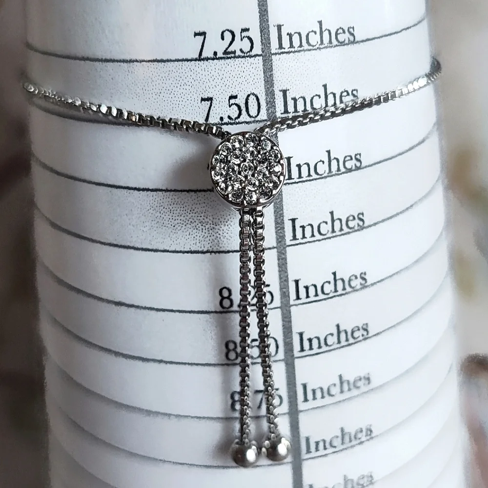 Silver Tone FAITH Christian Cross Clear Rhinestone Slide Bracelet Preloved EUC